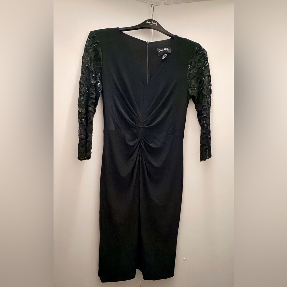 Joseph Ribkoff Black Dress with Lace Sleeves
